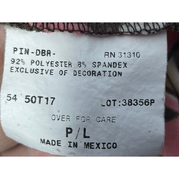 Y2K I.N. Studio Blouse Large Petite Pink Brown Geometric 90s Gilmore Girls Retro - Picture 6 of 6